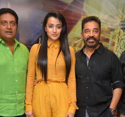 Trisha Krishnan and Kamal Haasan unveil trailer for Thoongavanam and Cheekati Rajyam Prakash Raj, Trisha Krishnan and Kamal Haasan at Thoongavanam and Cheekati Rajyam first look launch
